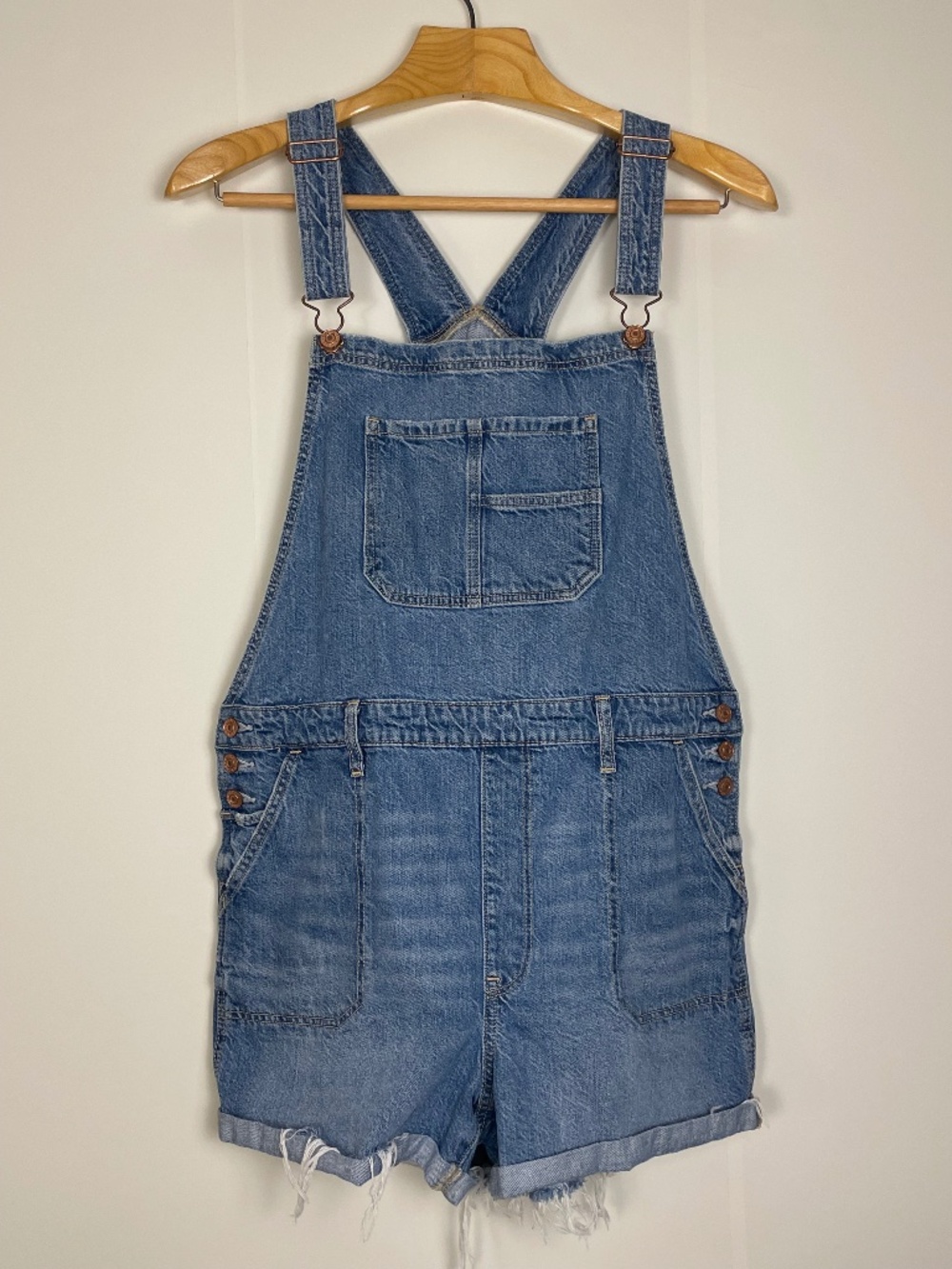 AMERICAN EAGLE Overalls Shorts Tomgirl Denim Shortalls Light Wash Oversized XL